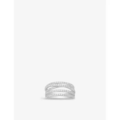 Apm Monaco Five-hoop Sterling Silver And Zirconia Stone Ring