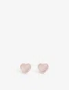 Apm Monaco Womens Heart 18ct Rose Gold-plated Brass, Zirconia And Pink Nacre Stud Earrings In Rose Gold