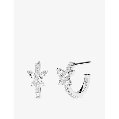 Apm Monaco Womens Lumiere Papillon Rhodium Plated Alloy And Cubic Zirconia Mini Earrings Whit In White