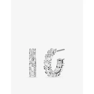 Apm Monaco Womens Lumiere Rhodium Plated Alloy And Cubic Zirconia Tennis Earrings Whit In White