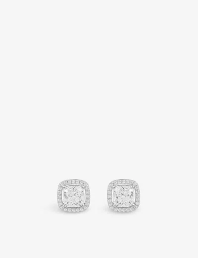 Apm Monaco Womens Lumiere Square Sterling-silver And Pavé Zirconia Stud Earrings