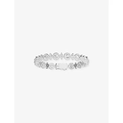 Apm Monaco Womens Météorites Glamour Rhodium Plated Alloy And Cubic Zirconia Bracelet White