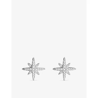 Apm Monaco Womens Météorites Rhodium Plated Alloy And Cubic Zirconia Earrings Whit In White
