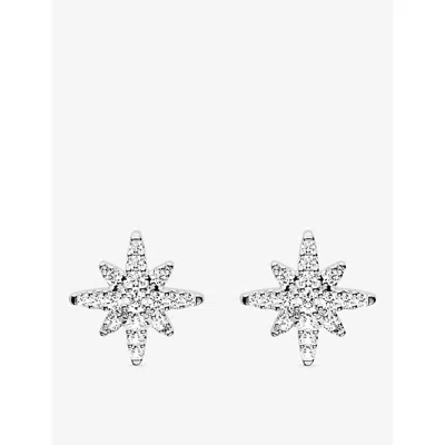 Apm Monaco Womens Météorites Rhodium Plated Alloy And Cubic Zirconia Mini Stud Earrings Whit In White