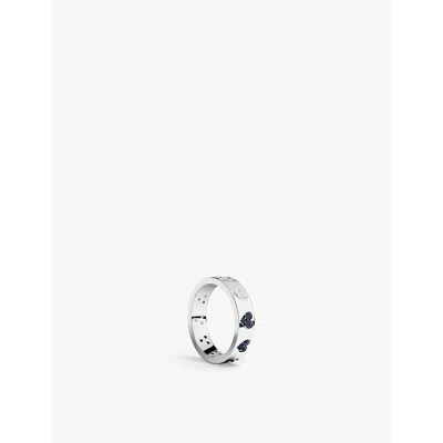 Apm Monaco Womens Morse Code Heart Sterling-silver And Cubic Zirconia Ring