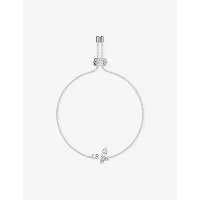 Apm Monaco Womens Papillon Rhodium Plated Alloy And Cubic Zirconia Bracelet Whit In White