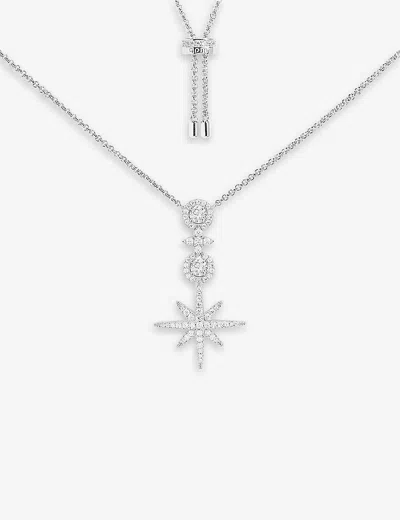 Apm Monaco Womens Pavé Meteorites Sterling-silver And Zirconia Pendant Necklace