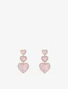 Apm Monaco Womens Rose Gold Alloy Eternelle Pink Nacre, Cubic-zirconia Heart 18ct Gold-plated Earrings In Rose Gold Alloy