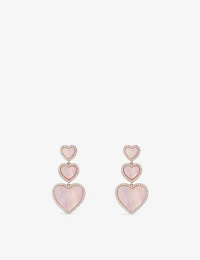 Apm Monaco Womens Rose Gold Alloy Eternelle Pink Nacre, Cubic-zirconia Heart 18ct Gold-plated Earrings