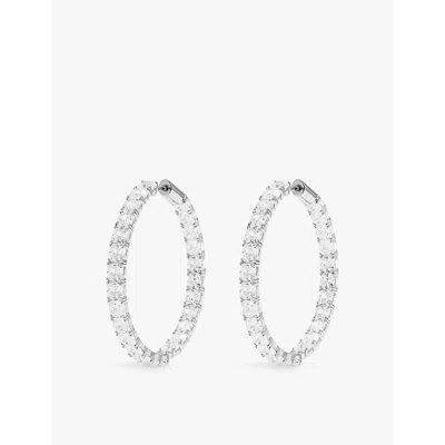Apm Monaco Womens Square Large Sterling-silver And Cubic Zirconia Hoop Earrings