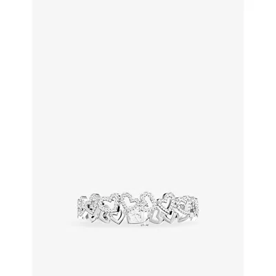 Apm Monaco Womens  Heart Sterling-silver And Cubic Zirconia Bracelet