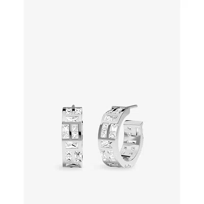 Apm Monaco Womens  Ice Hoop Sterling-silver And Cubic Zirconia Earrings In Metallic