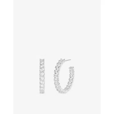 Apm Monaco Womens  Pavé Hoop Sterling-silver And Cubic Zirconia Earrings In Metallic