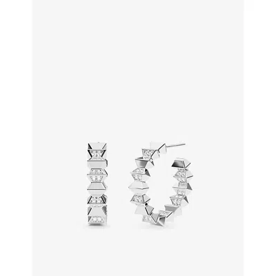 Apm Monaco Womens  Up And Down Hoop Sterling-silver And Cubic Zirconia Earrings