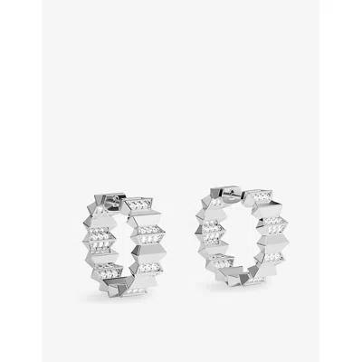 Apm Monaco Womens  Up And Down Hoop Sterling-silver And Cubic Zirconia Earrings In Metallic