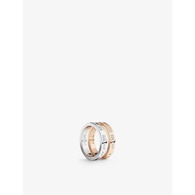 Apm Monaco Womens  Toi Moi Morse Code 18ct Rose Gold-plated Sterling Silver And Cubic Zirconia Ring