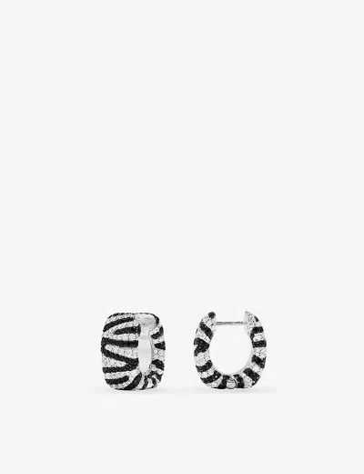 Apm Monaco Womens Silver Zebra Sterling-silver And Zirconia Hoop Earrings