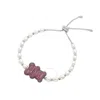 Apm Monaco Yummy Bear Adjustable Pearl Bracelet In Silver Tone