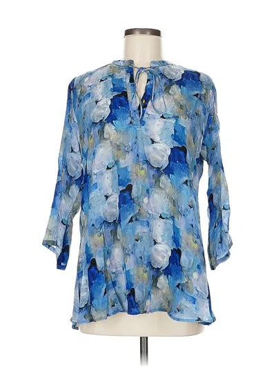 Pre-owned Apny 3/4 Sleeve Blouse In Blue