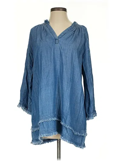 Pre-owned Apny 3/4 Sleeve Blouse In Blue