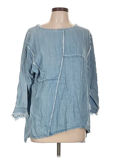 Pre-owned Apny 3/4 Sleeve Blouse In Blue