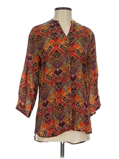 Pre-owned Apny 3/4 Sleeve Blouse In Brown