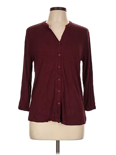 Pre-owned Apny 3/4 Sleeve Blouse In Burgundy