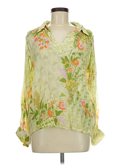 Pre-owned Apny 3/4 Sleeve Blouse In Green