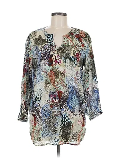 Pre-owned Apny 3/4 Sleeve Blouse In Silver