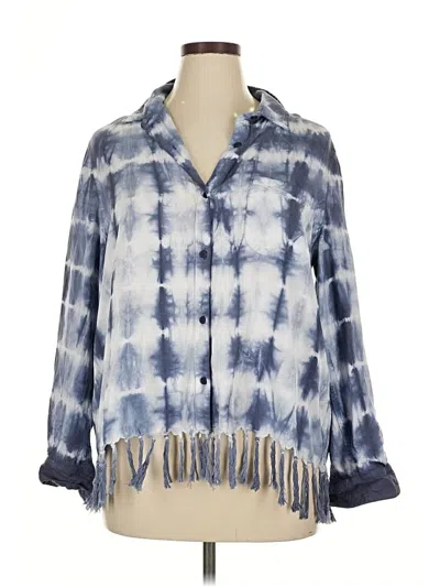 Pre-owned Apny 3/4 Sleeve Button Down Shirt In Blue