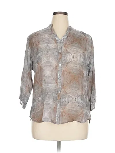 Apny 3/4 Sleeve Button Down Shirt In Multi