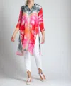 Apny Tie Dye Chiffon Button-up Tunic In Multi