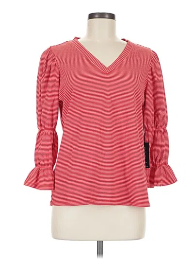 Apny 3/4 Sleeve Top Red V-neck Tops