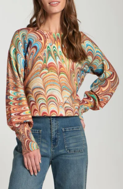 Apny Abstract Marble Pattern Crewneck Sweater In Multi