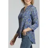 Apny Abstract Print Button-up Shirt In Blue/green Multi