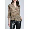 Apny Abstract Print Button-up Shirt In Brown Multi