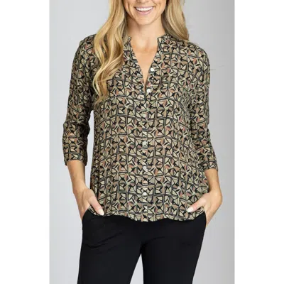 Apny Abstract Print Button-up Shirt In Gray