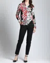 Apny Abstract Print Button Up Top In Red, Black, And White In Multi