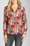Apny Abstract Print Roll Tab Sleeve Chiffon Button-up Shirt In Multi
