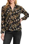 Apny Abstract Print Roll Tab Sleeve Chiffon Button-up Shirt In Multi