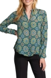 Apny Abstract Print Roll Tab Sleeve Chiffon Button-up Shirt In Multi