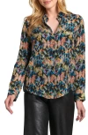 Apny Abstract Print Roll Tab Sleeve Chiffon Button-up Shirt In Multi