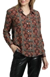 Apny Mixed Print Roll Tab Sleeve Chiffon Button-up Shirt In Red/yellow Multi