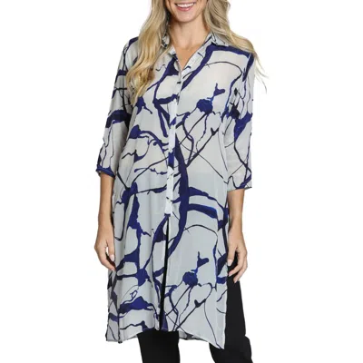 Apny Abstract Print Shirtdress In Navy Multi