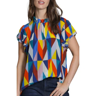 Apny Allover Print Flutter Sleeve Shirt In Multi