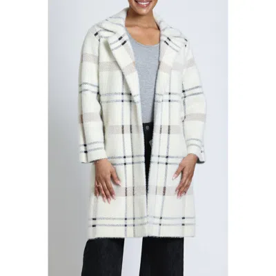 Apny Alpine Plaid Longline Cardigan In Multi