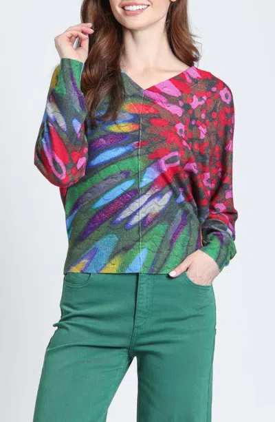 Apny Aurora V-neck Pullover Sweater In Multi