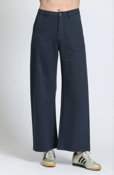 Apny Barrel Leg Knit Ankle Pants In Blue