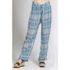 Apny Belted Print High Waist Pants In Blue Multi