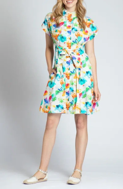Apny Belted Shirtdress In Multi